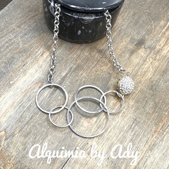 Maximalist silver statement pave necklace - Picture 1 of 2